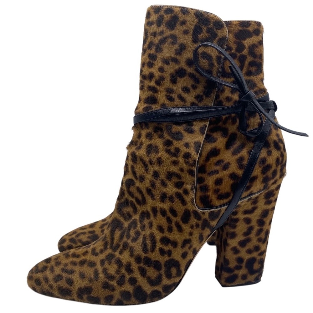Sergio Rossi Womens Shoes Leopard Heeled Boots Sz 11 Leather Calf Hair Italy - Picture 12 of 12